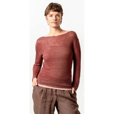 Living Crafts Damen-Pullover "AMALFIA" mit lockerem Bändchen-Garn, rosewood, Gr. L Living Crafts Damen-Pullover "AMALFIA" mit lockerem Bändchen-Garn, rosewood, Gr. L
