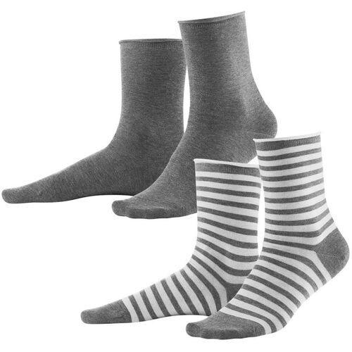 2er-Pack Living Crafts Bio-Damen-Socken "Alexis" stone grey melange, Gr. 39/42