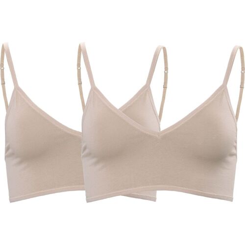Living Crafts 2er-Pack Bio-Damen-Bustier 'TAMILLA' mit V-Ausschnitt, powder, Gr. M