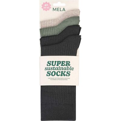 MELA 4er-Pack Bio-Socken 'Ripped', mix natural dark, Gr. 43/46 MELA 4er-Pack Bio-Socken 'Ripped', mix natural dark, Gr. 43/46