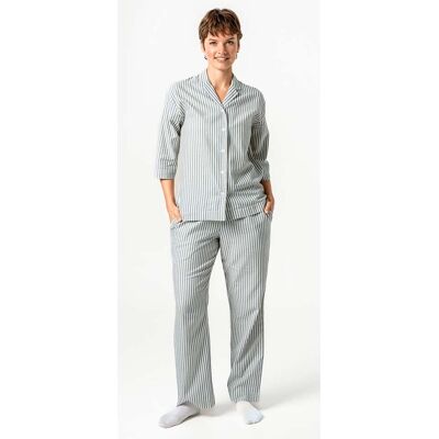 Living Crafts Bio-Damen-Pyjama "TRACEE" mit 3/4-Arm, sage/cream, Gr. 36 Living Crafts Bio-Damen-Pyjama "TRACEE" mit 3/4-Arm, sage/cream, Gr. 36