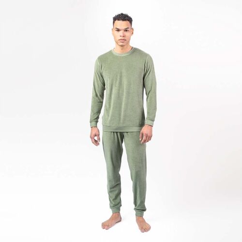Living Crafts Bio-Herren-Frottee-Schlafanzug 'BJÖRN', fog green, Gr. XL