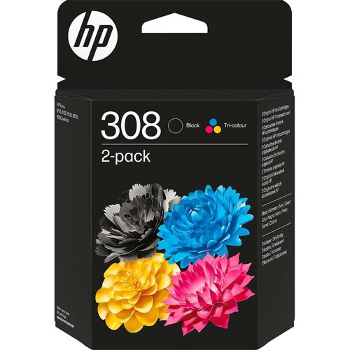 Hewlett Packard HP 2er-Set Druckköpfe 6L6S6UE, Nr. 308 schwarz, cyan, magenta, gelb
