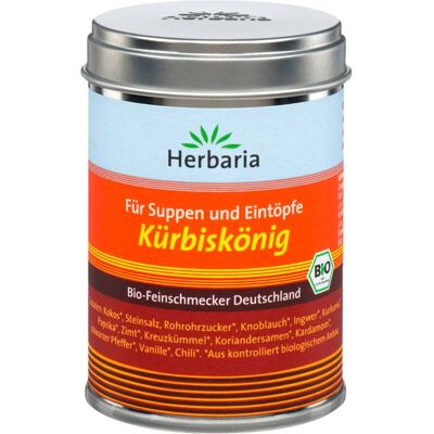 Herbaria Bio-Gewürzmischung "Kürbiskönig" für Suppen und Eintöpfe, 90 g Herbaria Bio-Gewürzmischung "Kürbiskönig" für Suppen und Eintöpfe, 90 g