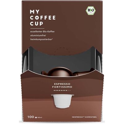 MY COFFEE CUP Bio-Kaffeekapseln "Espresso Fortissimo" 100 Stk. MY COFFEE CUP Bio-Kaffeekapseln "Espresso Fortissimo" 100 Stk.