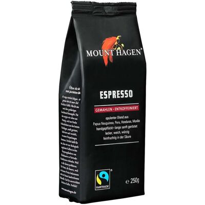 Mount Hagen Bio-Espresso, gemahlen, entkoffeiniert, 250 g Mount Hagen Bio-Espresso, gemahlen, entkoffeiniert, 250 g