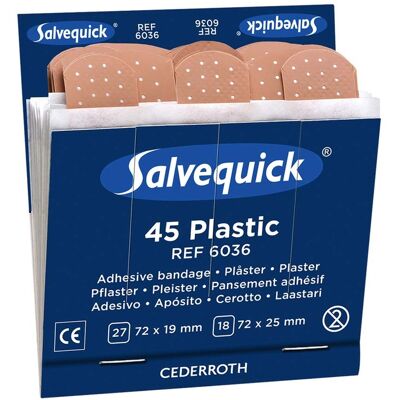 Salvequick Wasserfeste Pflasterstrips - Nachfüllpack 45 Stück Salvequick Wasserfeste Pflasterstrips - Nachfüllpack 45 Stück
