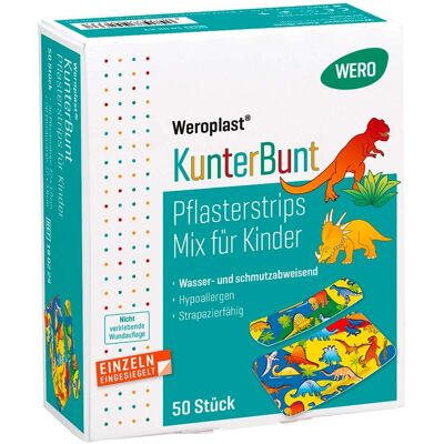 WERO Weroplast KunterBunt Pflasterstrips Mix für Kinder, 50 Stück WERO Weroplast KunterBunt Pflasterstrips Mix für Kinder, 50 Stück