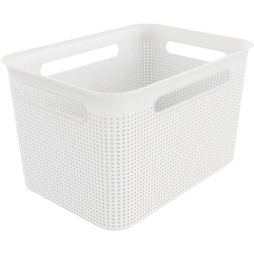 rotho Aufbewahrungskorb "BRISEN" aus Recyclingkunststoff, 16 l, weiß