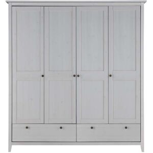 " Kleiderschrank 'Solvita' 4-türig, mit 2 großen Schublade, Kiefer weiß " Kleiderschrank 'Solvita' 4-türig, mit 2 großen Schublade, Kiefer weiß