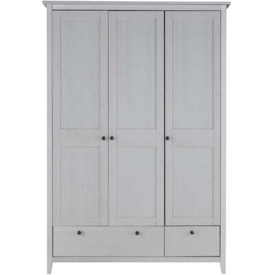 Kleiderschrank "Solvita" 3-türig, 1 große, 1 kleine Schublade, Kiefer weiß Kleiderschrank "Solvita" 3-türig, 1 große, 1 kleine Schublade, Kiefer weiß