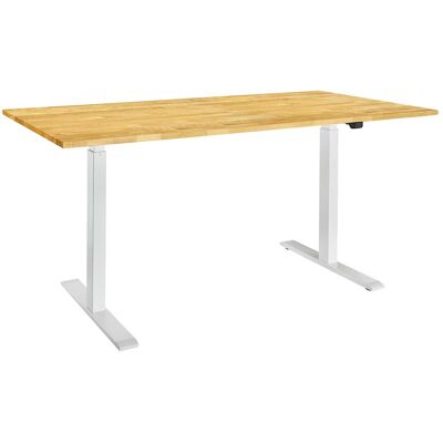 memo Höhenverstellbarer Schreibtisch "ON" weiß, Birke massiv, B 140 x T 60 cm memo Höhenverstellbarer Schreibtisch "ON" weiß, Birke massiv, B 140 x T 60 cm