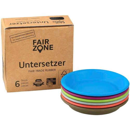6 Stück, Fair Zone Pflanztopf Untersetzer "Rubipot" medium, colour mix