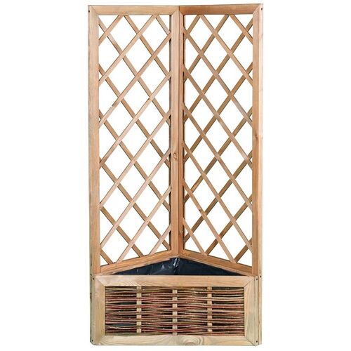 " Pflanzkasten aus Kiefer und Weide, mit Folie und Rankgitter B 50 x T 50 x H 30/140 cm