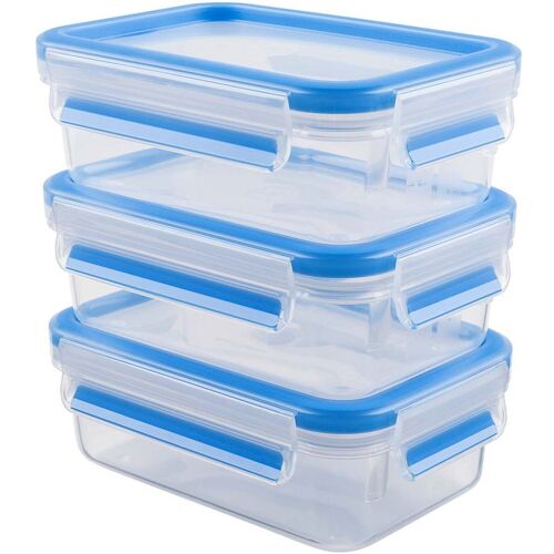 EMSA 3er-Pack Frischhaltedosen "Clip & Close" aus Kunststoff, 0,55 l, blau