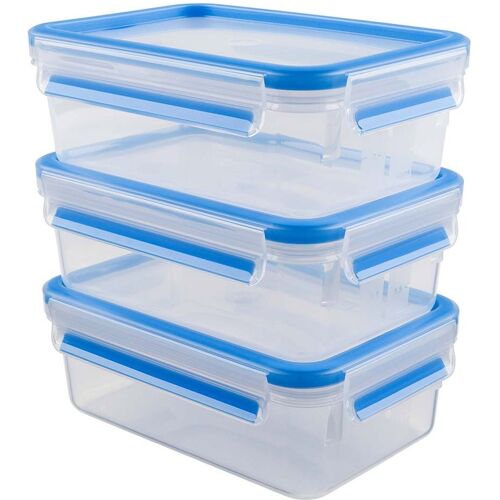 EMSA 3er-Pack Frischhaltedosen 'Clip und Close' 1,00 l, blau