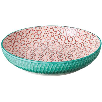cilio Schale "AMICI" aus Porzellan mit Dekor, H 4,5 cm, Ø 21,5 cm, Rauten türkis cilio Schale "AMICI" aus Porzellan mit Dekor, H 4,5 cm, Ø 21,5 cm, Rauten türkis