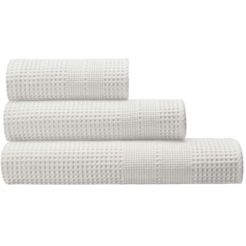 Cotonea Waffelpikee Badetuch, 100 x 180 cm, Bio-Baumwolle, weiß