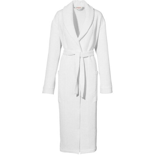 Cotonea Waffelpikee Bademantel aus Bio-Baumwolle, Gr. S, weiß