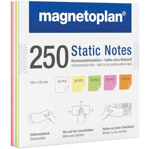 magnetoplan Moderationskarten 'Static Notes', 250 Blatt, 100 x 100 mm, 5-farbig sortiert