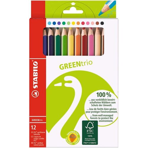 STABILO Buntstifte "GREENtrio" dick, farbig sortiert, 12 Stk.