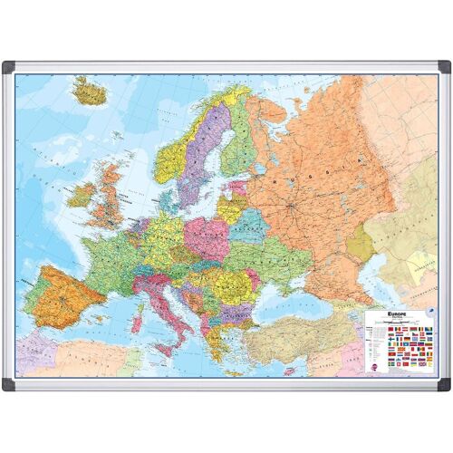 Bi-Office Whiteboard mit Landkarten-Aufdruck Europakarte 120 x 90 cm