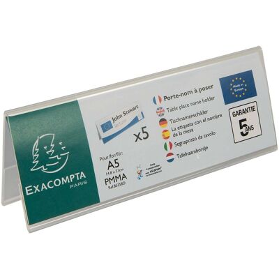 5er Pack Exacompta Tischnamensschilder "Exacryl" horizontal, aus PMMA, DIN A5 quer 5er Pack Exacompta Tischnamensschilder "Exacryl" horizontal, aus PMMA, DIN A5 quer
