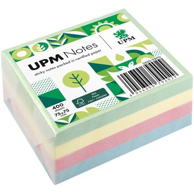 UPM Super Sticky Haftnotiz-Quader "Pastellmix" 75 x 75 mm, 400 Blatt, farbig sortiert UPM Super Sticky Haftnotiz-Quader "Pastellmix" 75 x 75 mm, 400 Blatt, farbig sortiert