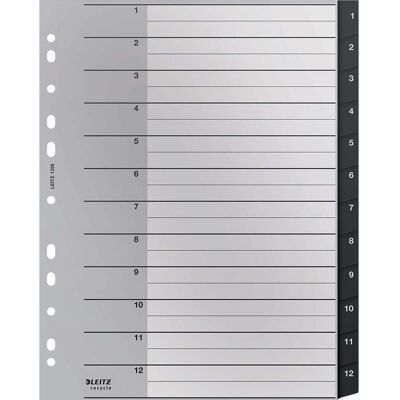 Leitz Recycle Register, PP, extrabreit, 1-12 Leitz Recycle Register, PP, extrabreit, 1-12