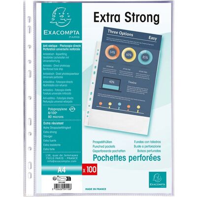 Exacompta Prospekthüllen genarbt, DIN A4, 80µ, 100 Stk. Exacompta Prospekthüllen genarbt, DIN A4, 80µ, 100 Stk.