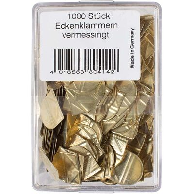 " Eckenklammern aus Metall, vermessingt, 1000 Stk. " Eckenklammern aus Metall, vermessingt, 1000 Stk.