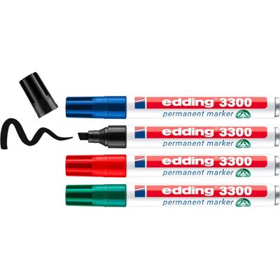 4er Set edding Permanentmarker "3300" farbig sortiert 4er Set edding Permanentmarker "3300" farbig sortiert