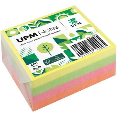 UPM Super Sticky Haftnotiz-Quader "Brillantmix" 75 x 75 mm, 400 Blatt, farbig sortiert UPM Super Sticky Haftnotiz-Quader "Brillantmix" 75 x 75 mm, 400 Blatt, farbig sortiert