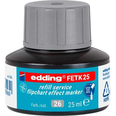 edding Nachfülltinte "FETK 25" Flipchart Effektmarker, 25ml, silbergrau edding Nachfülltinte "FETK 25" Flipchart Effektmarker, 25ml, silbergrau
