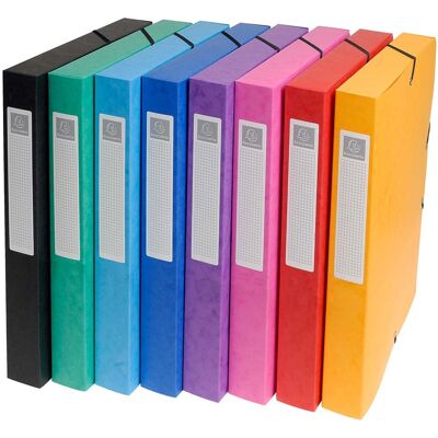 8 Exacompta Archivboxen, Colorspan-Karton, 600 g/m², DIN A4, Gummizug, RB 25 mm, sortiert 8 Exacompta Archivboxen, Colorspan-Karton, 600 g/m², DIN A4, Gummizug, RB 25 mm, sortiert