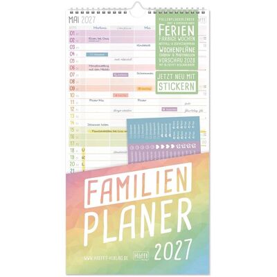 Häfft Wandkalender, Familienplaner 2027, 5-spaltig, 12 Monate Häfft Wandkalender, Familienplaner 2027, 5-spaltig, 12 Monate