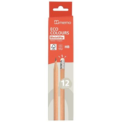 memo Bleistift "ECO COLOURS" mit Radiertip, FSC-zertifiziert, 12 Stk. memo Bleistift "ECO COLOURS" mit Radiertip, FSC-zertifiziert, 12 Stk.