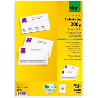 150 Sigel Visitenkarten MP weiß 150 Sigel Visitenkarten MP weiß