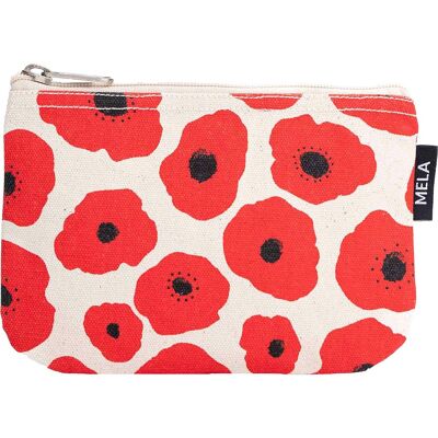 MELA Kosmetiktasche aus Bio-Baumwoll-Canvas 18 x 12 cm, greige/poppy print MELA Kosmetiktasche aus Bio-Baumwoll-Canvas 18 x 12 cm, greige/poppy print