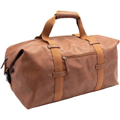 Klassische Reisetasche "Duffel" aus PU-Leder, cognac Klassische Reisetasche "Duffel" aus PU-Leder, cognac
