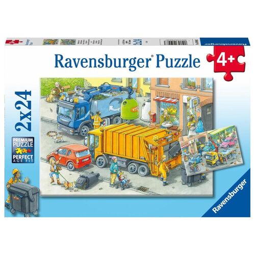 Ravensburger Spieleverlag Ravensburger Kinderpuzzle - 05096 Müllabfuhr und Abschleppwagen - Puzzle für Kin...