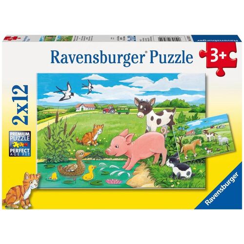 Ravensburger Spieleverlag Tierkinder auf dem Land. Puzzle 2 x 12 Teile