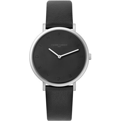 Pierre Cardin Damen Armband-Uhr schlichtes Ziffernblatt analoge Quarz-Uhr mit Leder-Armband 3ATM 39mm CBV.1002 Schwarz/Silber - weiblich - Size: One-Size Pierre Cardin Damen Armband-Uhr schlichtes Ziffernblatt analoge Quarz-Uhr mit Leder-Armband 3ATM 39mm CBV.1002 Schwarz/Silber - weiblich - Size: One-Size