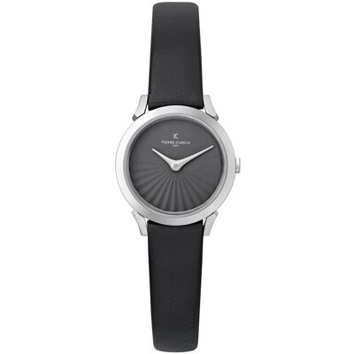 Pierre Cardin Damen Armband-Uhr schlichtes Ziffernblatt analoge Quarz-Uhr mit Leder-Armband 3ATM 27mm CPI.2510 Schwarz/Silber - weiblich - Size: One-Size Pierre Cardin Damen Armband-Uhr schlichtes Ziffernblatt analoge Quarz-Uhr mit Leder-Armband 3ATM 27mm CPI.2510 Schwarz/Silber - weiblich - Size: One-Size
