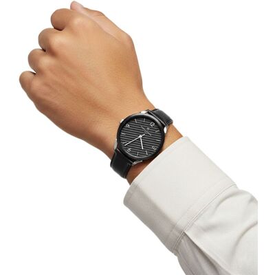 Pierre Cardin Herren Armband-Uhr analoge Quarz-Uhr mit Leder-Armband 3ATM 40mm CPI.2018 Schwarz/Silber - männlich - Size: One-Size Pierre Cardin Herren Armband-Uhr analoge Quarz-Uhr mit Leder-Armband 3ATM 40mm CPI.2018 Schwarz/Silber - männlich - Size: One-Size