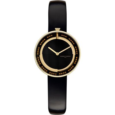 Pierre Cardin Damen Armband-Uhr schlichtes Ziffernblatt analoge Quarz-Uhr mit Leder-Armband 3ATM 33mm CMA.0002 Schwarz/Gold - weiblich - Size: One-Size Pierre Cardin Damen Armband-Uhr schlichtes Ziffernblatt analoge Quarz-Uhr mit Leder-Armband 3ATM 33mm CMA.0002 Schwarz/Gold - weiblich - Size: One-Size