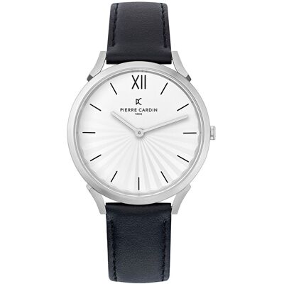 Pierre Cardin Damen Armband-Uhr schlichtes Ziffernblatt analoge Quarz-Uhr mit Leder-Armband 3ATM 40mm CPI.2000 Schwarz/Silber - weiblich - Size: One-Size Pierre Cardin Damen Armband-Uhr schlichtes Ziffernblatt analoge Quarz-Uhr mit Leder-Armband 3ATM 40mm CPI.2000 Schwarz/Silber - weiblich - Size: One-Size