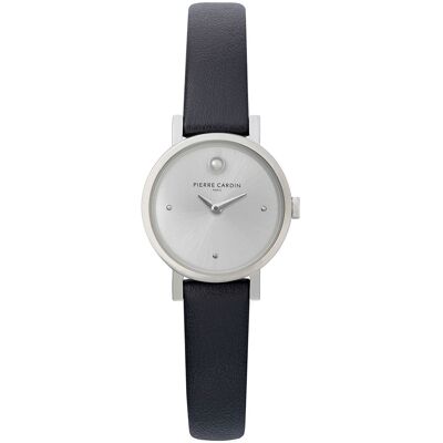 Pierre Cardin Damen Zweizeiger-Armband-Uhr Ziffernblatt mit silbernen Kreis-Details analoge Quarz-Uhr mit Leder-Armband 3ATM 27mm CCM.0504 Silber/Schwarz - weiblich - Size: One-Size Pierre Cardin Damen Zweizeiger-Armband-Uhr Ziffernblatt mit silbernen Kreis-Details analoge Quarz-Uhr mit Leder-Armband 3ATM 27mm CCM.0504 Silber/Schwarz - weiblich - Size: One-Size