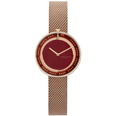 Pierre Cardin Damen Armband-Uhr modernes Ziffernblatt analoge Quarz-Uhr mit Edelstahl-Armband 3ATM 33mm CMA.0003 Rose-Gold/Rot - weiblich - Size: One-Size Pierre Cardin Damen Armband-Uhr modernes Ziffernblatt analoge Quarz-Uhr mit Edelstahl-Armband 3ATM 33mm CMA.0003 Rose-Gold/Rot - weiblich - Size: One-Size