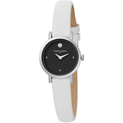 Pierre Cardin Damen Zweizeiger-Armband-Uhr Ziffernblatt mit silbernen Kreis-Details analoge Quarz-Uhr mit Leder-Armband 3ATM 27mm CCM.0505 Weiß/Schwarz/Silber - weiblich - Size: One-Size Pierre Cardin Damen Zweizeiger-Armband-Uhr Ziffernblatt mit silbernen Kreis-Details analoge Quarz-Uhr mit Leder-Armband 3ATM 27mm CCM.0505 Weiß/Schwarz/Silber - weiblich - Size: One-Size